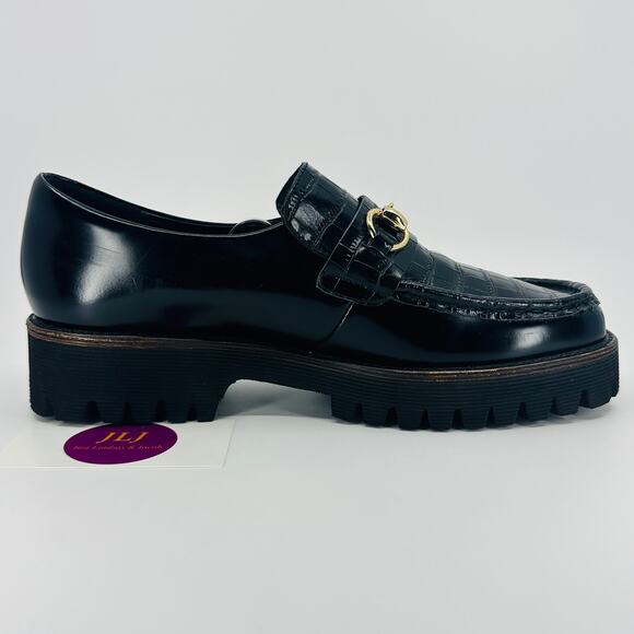 Intentionally Blank Women's HK-2 Croc Embossed Horsebit Lug Sole Loafers Size 9 - Picture 7 of 11